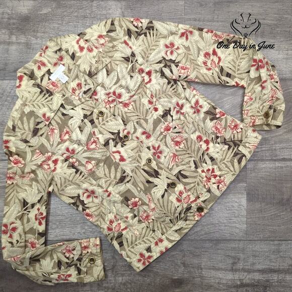 Charter Club Floral Denim Jacket Size P/P - Picture 1 of 5